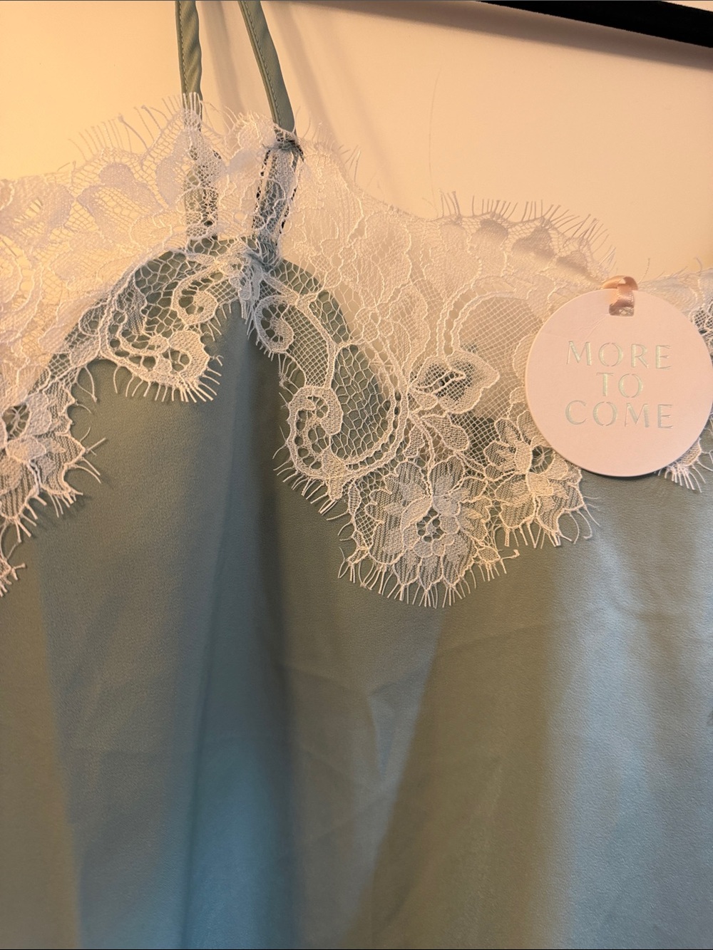Delicate Lace-Trim Mini Slip Dress in Mint - Picture 5 of 14